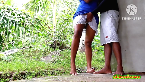 Stepson rides his stepmom's hairy butt in the backyard