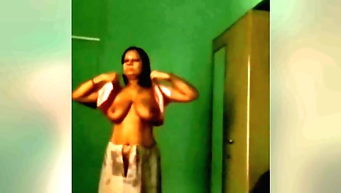 Sexy amateur brunette with cute stockings and dress