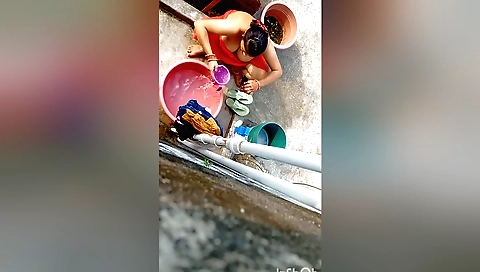 Indian bhabhi shows off her sexy body and tits in bathroom