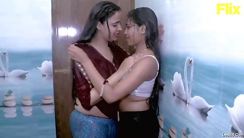 Lesbian porn video with a sexy brunette and a teen girl