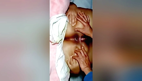 Chubby ass getting creampied in front of the camera