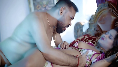 Indian milf has sex with a big white guy and gets punished