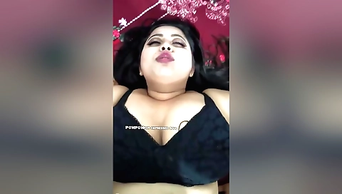 Brunette 18+ girl with sexy boobs fucked in the bed