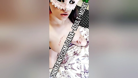 Chubby brunette has fun with her sex toy in a homemade video