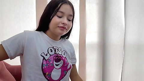 Indian teen amateur shows off her long legs and shaved pussy