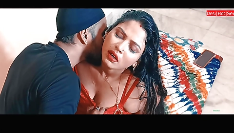 Gorgeous brunette with big boobs is fucked on his phone