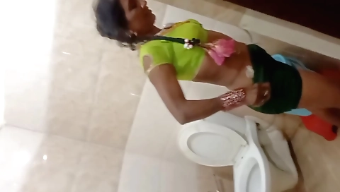 Indian stepmother in red dress showing off her body