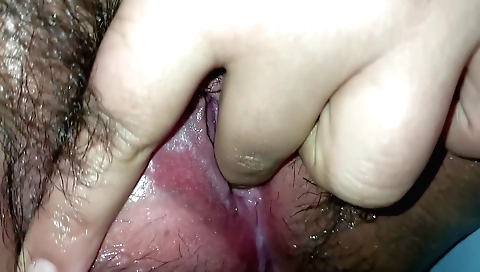 Indian slut with a hairy pussy making out and cuming