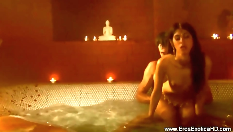 Brunette in a sexy lingerie takes off her clothes and moans