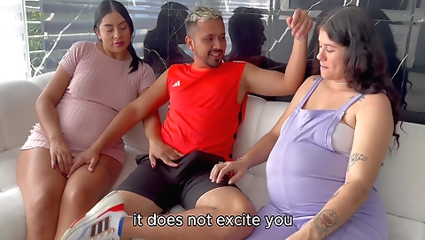 Busty brunette women are on the move in a threesome video