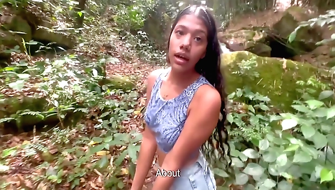 Indian stepsister with a cute face gets on a hike and fucked