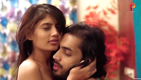 Lucky brunette with a nice face and body is getting attention