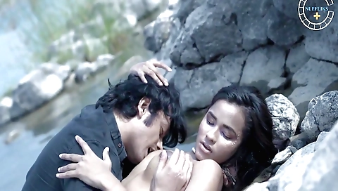 Indian teen with a cute face rides her big manhood