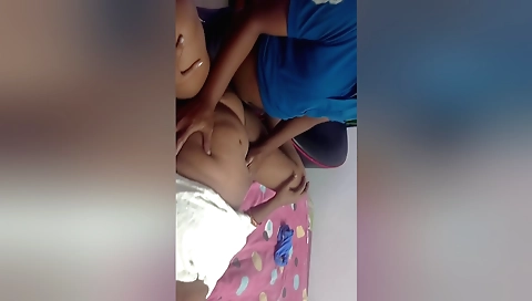 Indian teen with small tits gets fucked in her bedroom