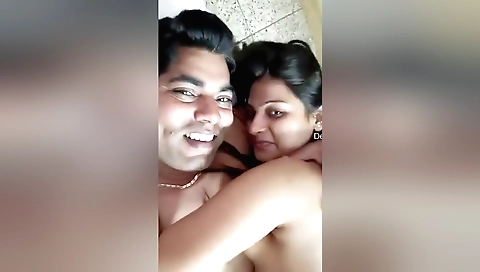 Indian brunette sucks his cock in a homemade cam vid