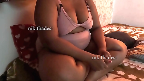 Indian chick with big tits stretches her ass wide open