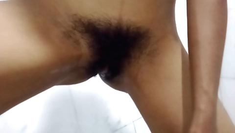Hairy chick is making her husband cum on her hairy pussy