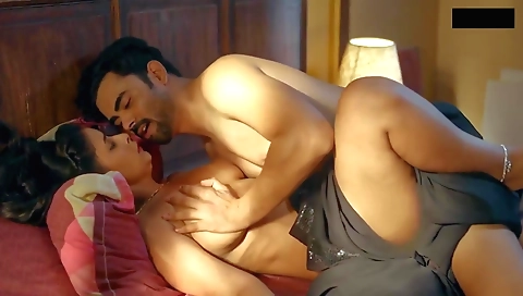 Busty indian milf in lingerie is tied up and fucked