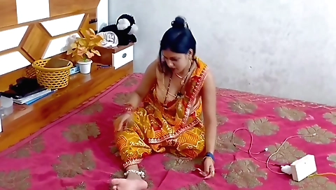 Indian stepdaughter and stepsister are fucking in the bedroom