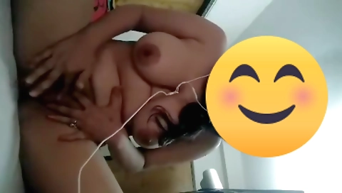 Busty brunette girl with big boobs shows her cute body