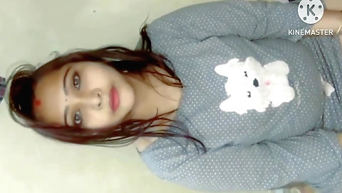 Busty brunette beauty with cute face filmed on hd video