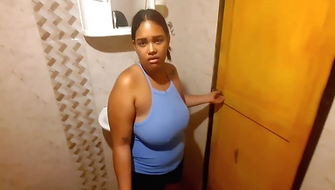 Indian brunette has sex in her stepbrother's bathroom