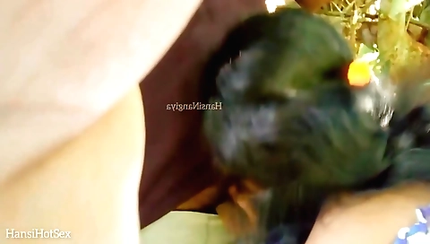 Brunette couple outdoor sex with a male and a female