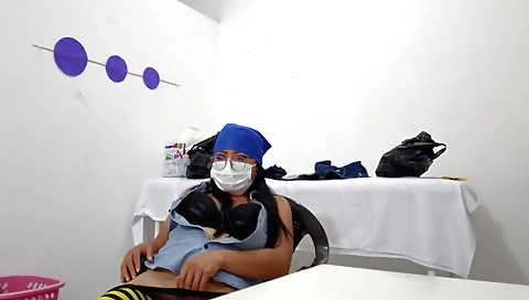 Indian nurse naked in public in stockings and stockings