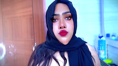 Chubby brunette takes off her clothes and enjoys a solo shower