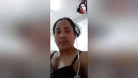 Bhabhi is a sexy brunette in a skimpy blouse and skirt