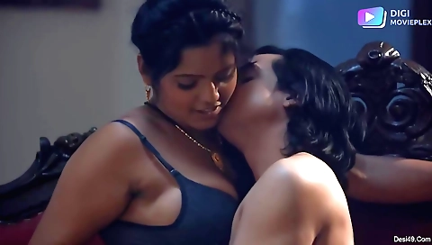 Brunette with big tits in sexy dress and stockings