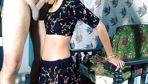 Indian step sister with a perfect body is sucking on a cock